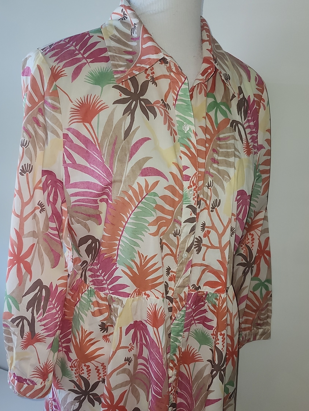 J. McLaughlin Tybee Jungle Melody Midi Shift Dress Cotton Resortwear Size Large - Picture 4 of 10